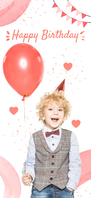Birthday of Cute Little Boy with Balloon Snapchat Moment Filterデザインテンプレート