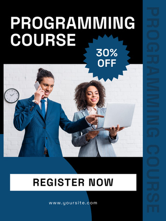 Ad of Programming Course with Discount Poster US Design Template