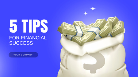 Platilla de diseño 5 Tips For Financial Success Blog Banner Title 1680x945px