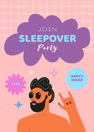 Modèle de visuel Announcement of Cool Sleepover Party - Invitation