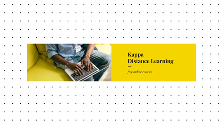 Designvorlage Online-Lernen mit Mann, der auf Laptop schreibt für Youtube