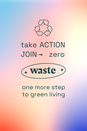Zero Waste concept with Recycling Icon Pinterest Tasarım Şablonu