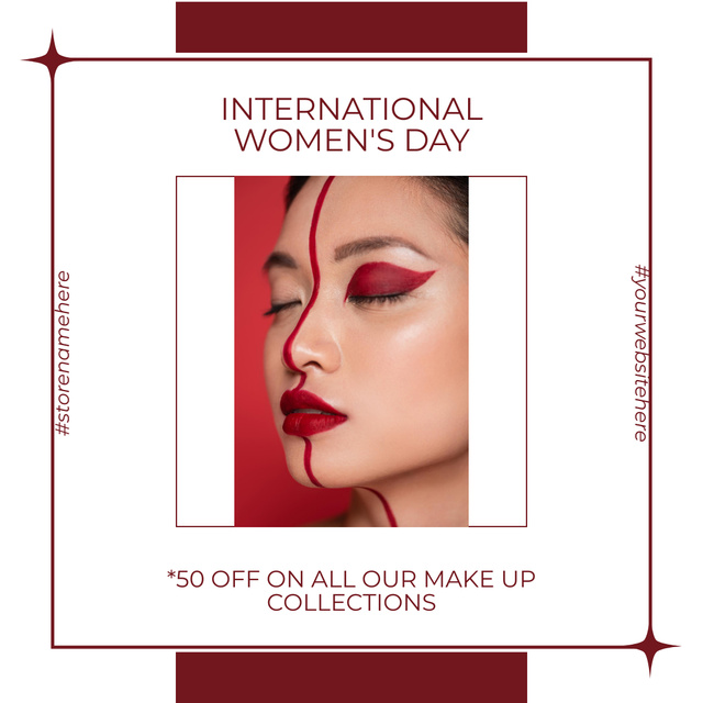 Designvorlage Cosmetics Discount Offer on International Women's Day für Instagram