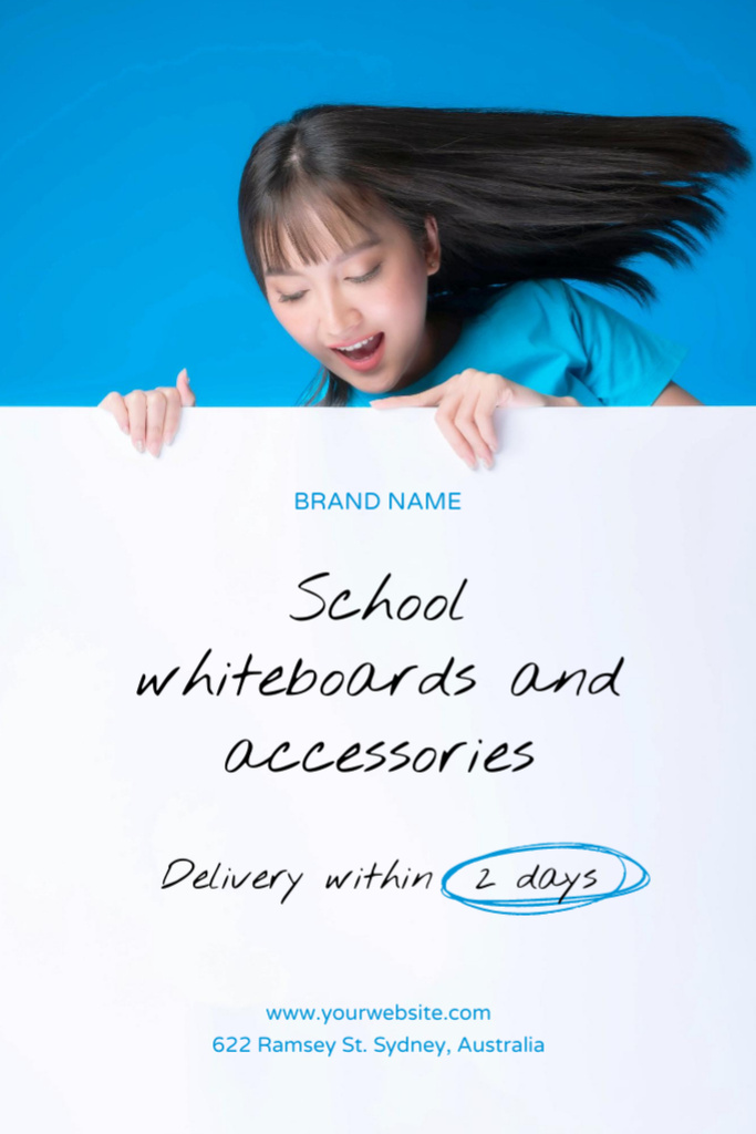 School Whiteboards And Supplies With Delivery Postcard 4x6in Vertical Design Template