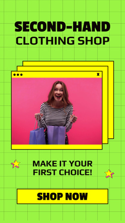 Woman on shopping acid colors Instagram Video Story Design Template