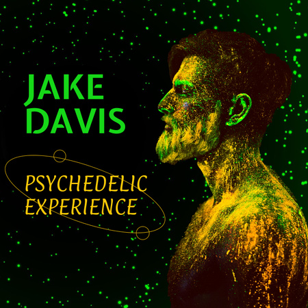 Psychedelic Illustration of Man Album Cover Design Template