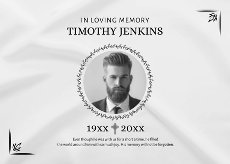 In Loving Memory Phrase with Photo of Man Postcard 5x7in Design Template