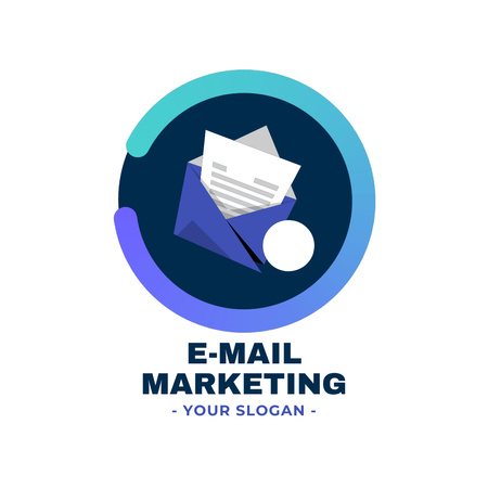 Marketingügynökség emblémája kék borítékkal Animated Logo tervezősablon