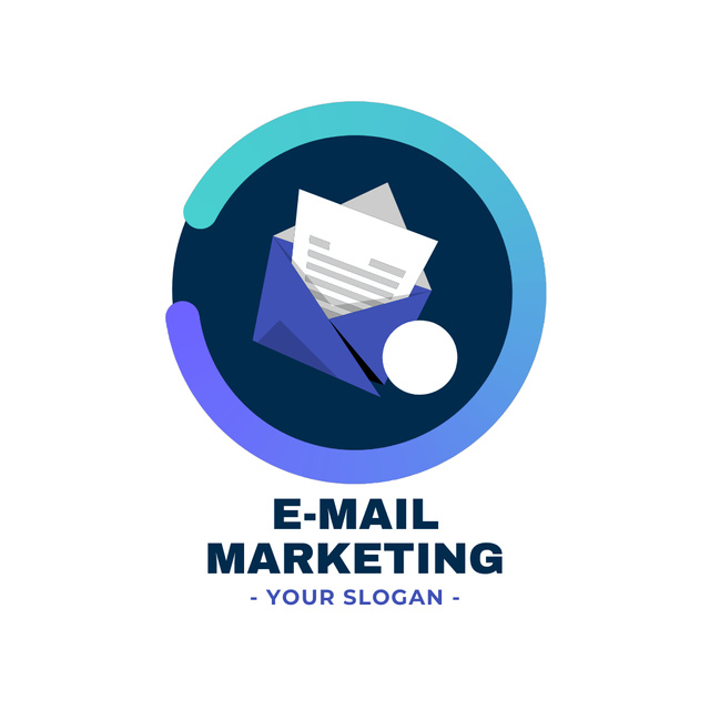 Marketing Agency Emblem with Blue Envelope Animated Logoデザインテンプレート
