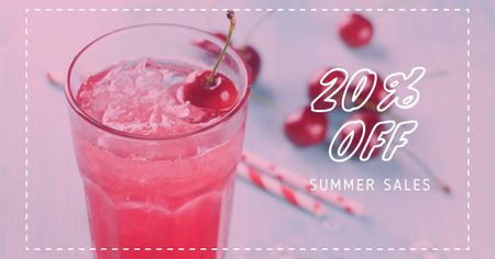 Platilla de diseño Summer Drink with Red Cherries Facebook AD