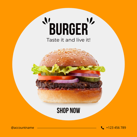 Plantilla de diseño de Sabrosas hamburguesas te están esperando Instagram 