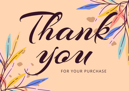 Thankful Phrase with Leaves Card Design Template