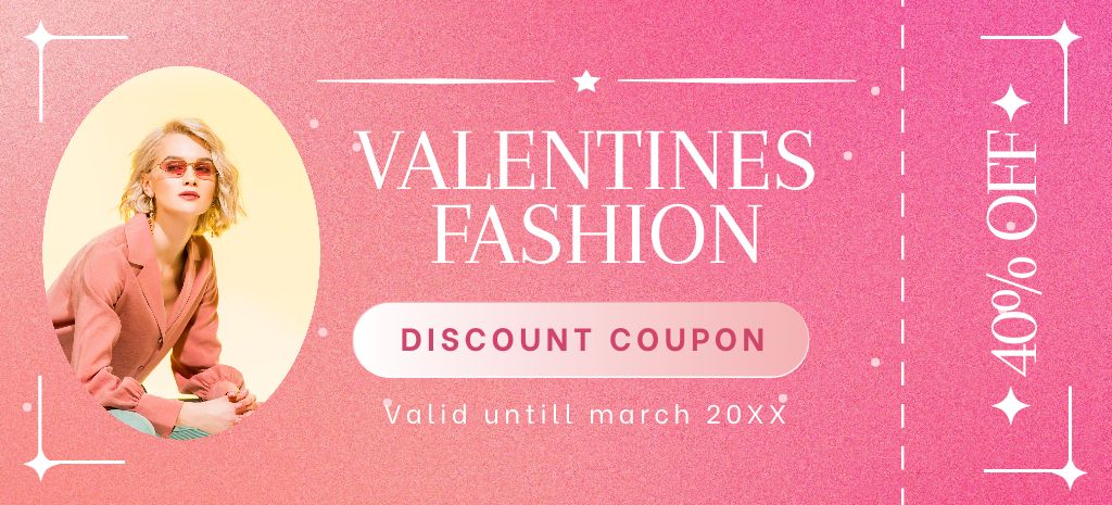 Valentine's Day Fashion Voucher Coupon 3.75x8.25in Šablona návrhu