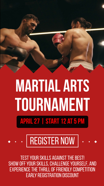 Register Now For Martial Arts Tournament Instagram Video Story Šablona návrhu