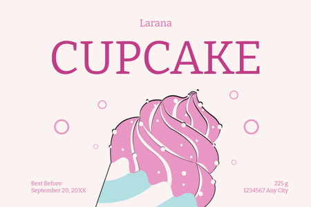Designvorlage Cremiger Cupcake im Paket aus der Bäckerei für Label