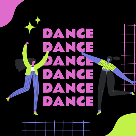 Яркое приглашение на танцевальную вечеринку Instagram – шаблон для дизайна