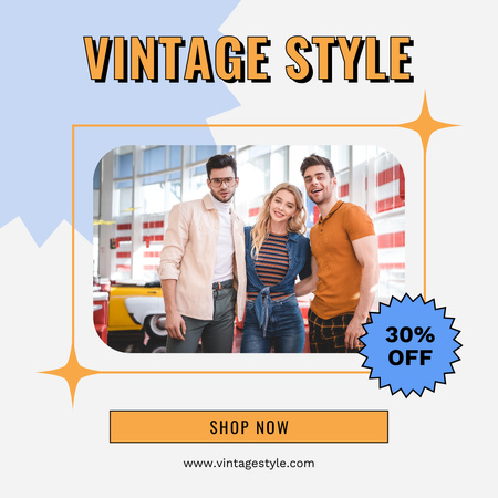 Vintage style shop for youth Instagram AD – шаблон для дизайну