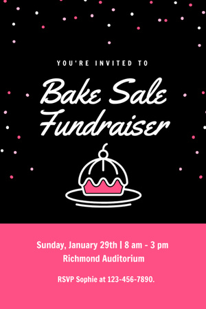 Charity Bake Sale with Yummy Cake Invitation 6x9in Design Template