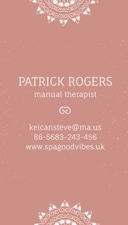 Offer of Manual Therapist Services Business Card US Vertical Design Template