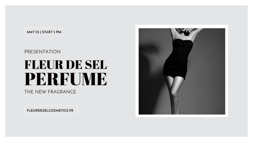Perfume Offer with Fashionable Woman in Black FB event cover Tasarım Şablonu