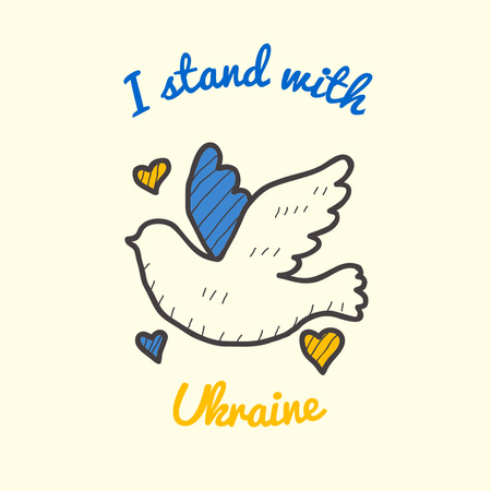 Call to Stay with Ukraine with Dove of Peace Instagram Design Template