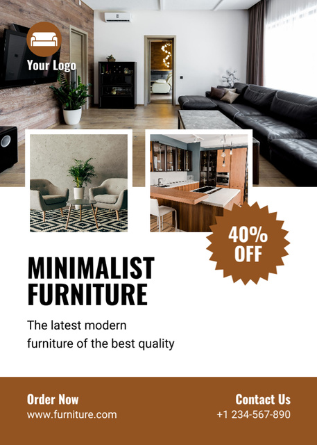 Offer Discounts on Stylish Minimalist Furniture Flayer – шаблон для дизайна