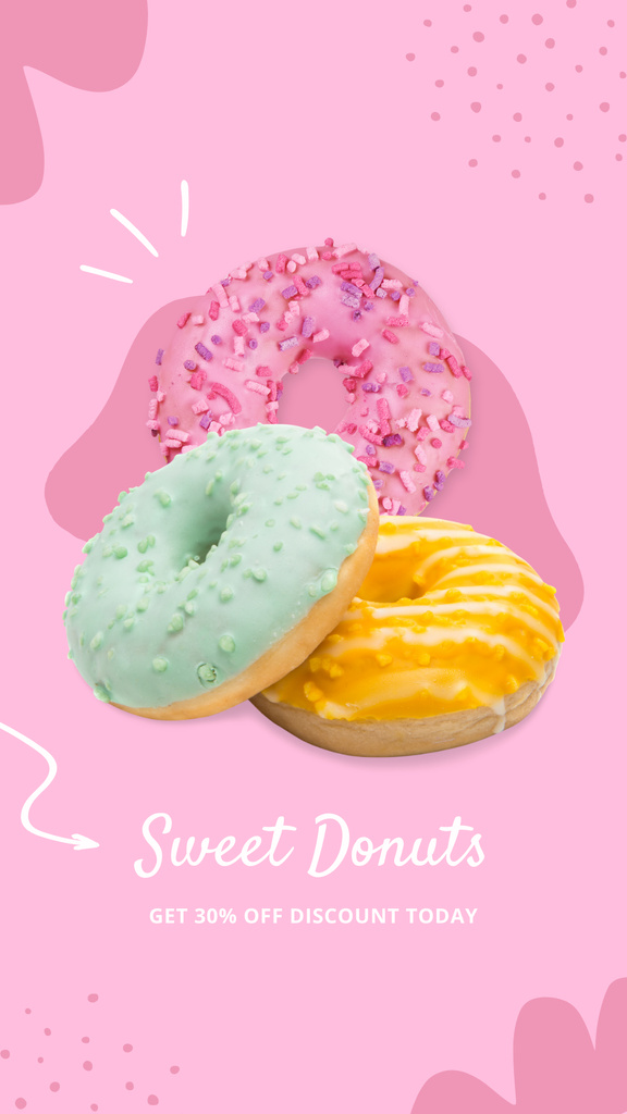 Ontwerpsjabloon van Instagram Story van Pink Sweet Donuts Promotion 