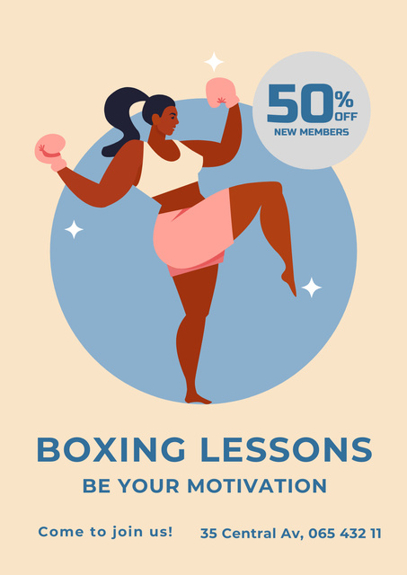 Women's Boxing Classes Ad Poster Πρότυπο σχεδίασης