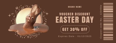 Easter Discount Offer with Chocolate Bunny Coupon Design Template