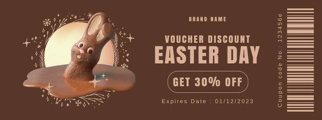 Easter Discount Offer with Chocolate Bunny Coupon Tasarım Şablonu