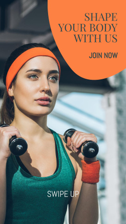 Woman Exercising with Dumbbell Instagram Story Design Template