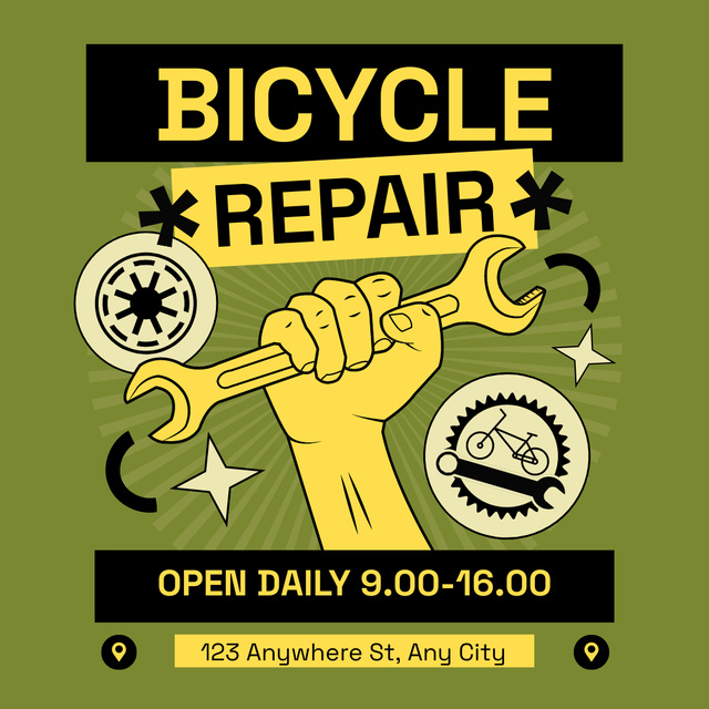 Bicycles Repair Service is Open Daily Instagram Tasarım Şablonu
