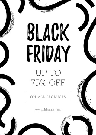 Black Friday Ad with Ribbons Pattern Flyer A4 Design Template