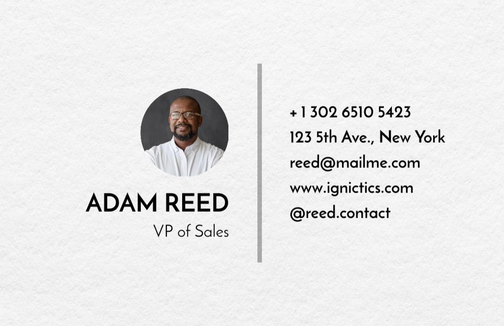 Contacts Vice President of Sales Business Card 85x55mm Design Template