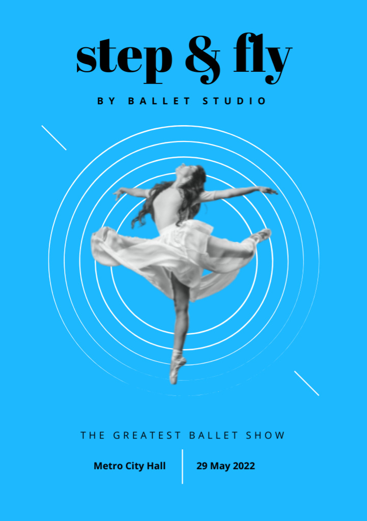 Ballet Studio Ad with Passionate Professional Ballerina Flyer A5 Design Template