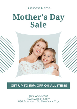 Anúncio de venda do Dia das Mães com mãe e filha sorridentes Poster Modelo de Design