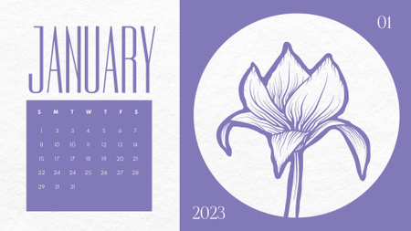 Illustration of Iris on Purple Calendar Design Template