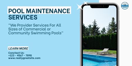 Pool Maintenance Service Announcement Twitter Design Template
