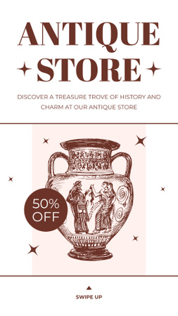 Rare Vase With Illustration At Reduced Price Offer Instagram Story Design Template