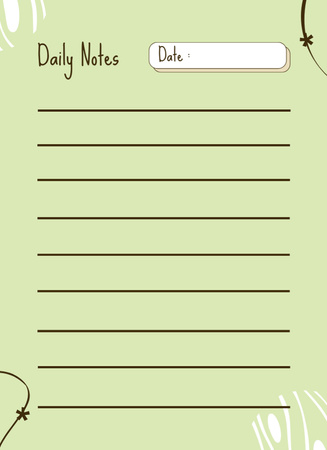 Daily Notes Sheet in Light Green Notepad 4x5.5in Tasarım Şablonu