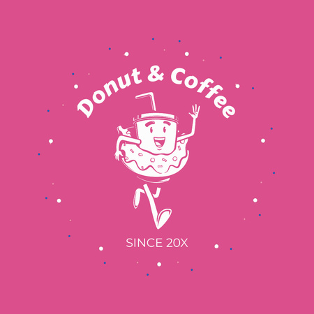 Designvorlage Niedliches Ladenemblem mit Donuts und Kaffee für Animated Logo