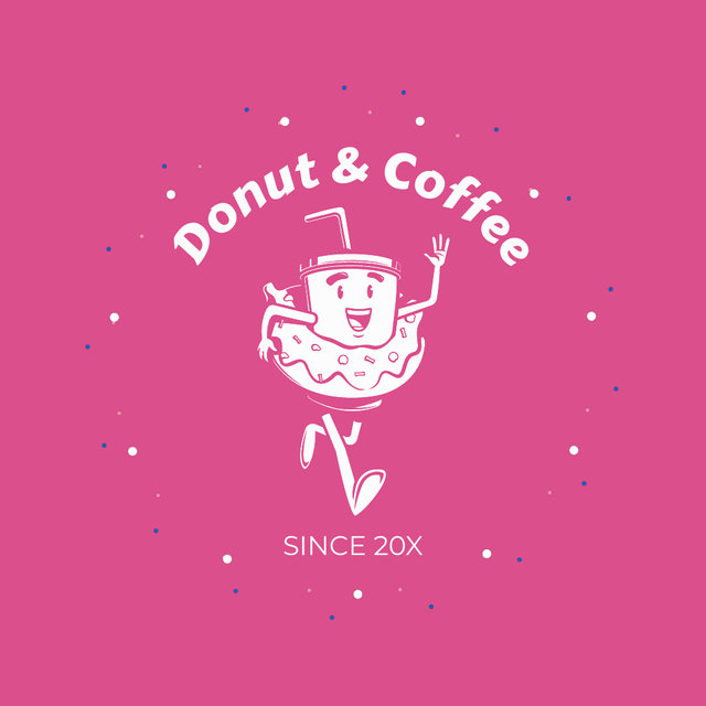 Cute Shop Emblem with Donuts and Coffee Animated Logo Tasarım Şablonu