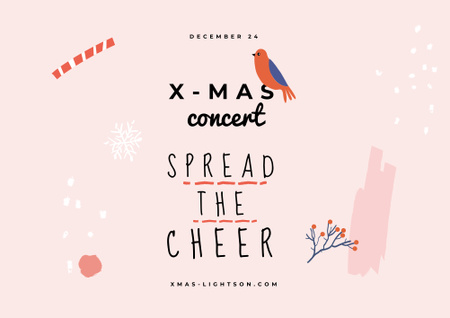 Christmas Concert announcement with Bird Poster B2 Horizontal Design Template