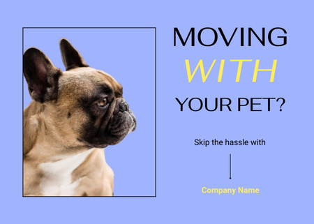 Designvorlage Pet Travel Guide with Cute French Bulldog für Flyer 5x7in Horizontal