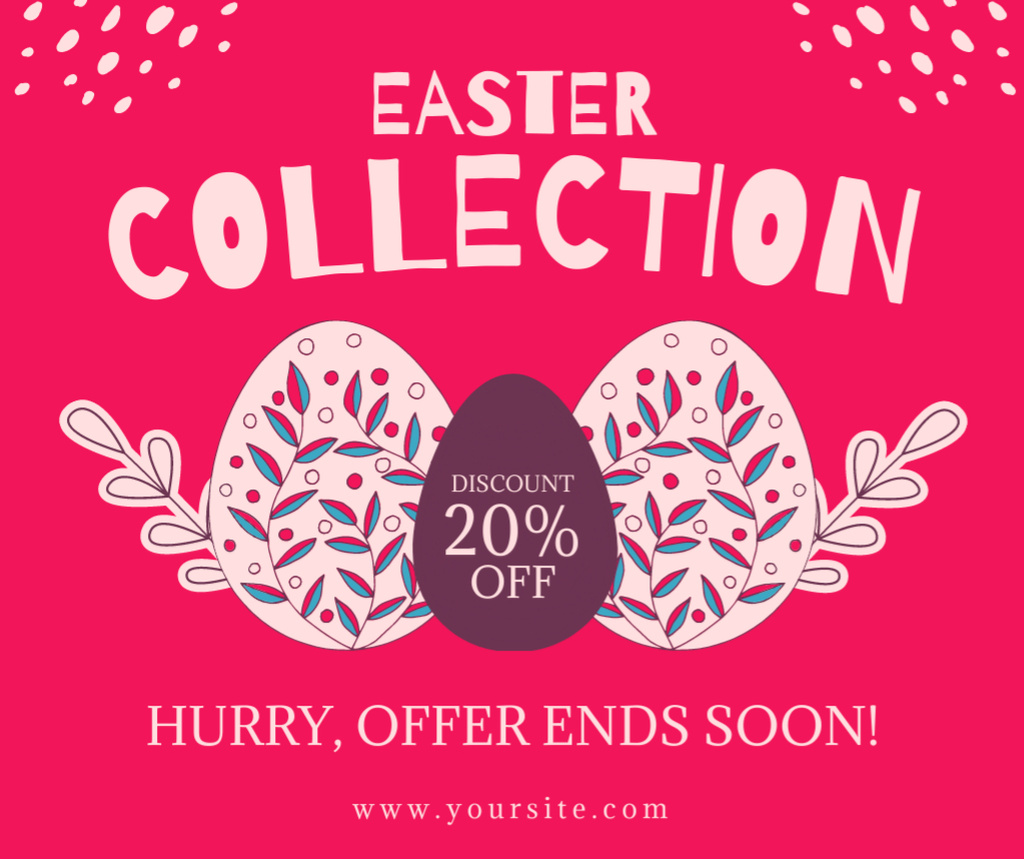 Easter Collection Ad with Bright Painted Eggs Facebookデザインテンプレート