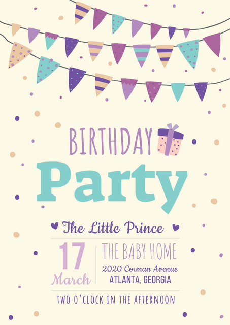 Birthday party Bright Invitation Poster Šablona návrhu