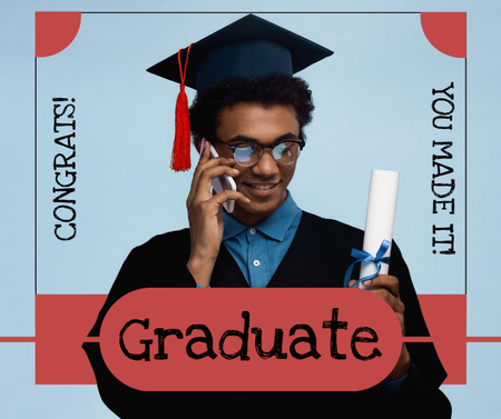 Modèle de visuel Félicitations pour l'obtention du diplôme avec un étudiant afro-américain - Facebook