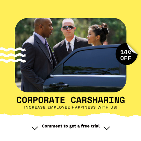 Serviço corporativo de compartilhamento de carros com desconto em amarelo Animated Post Modelo de Design