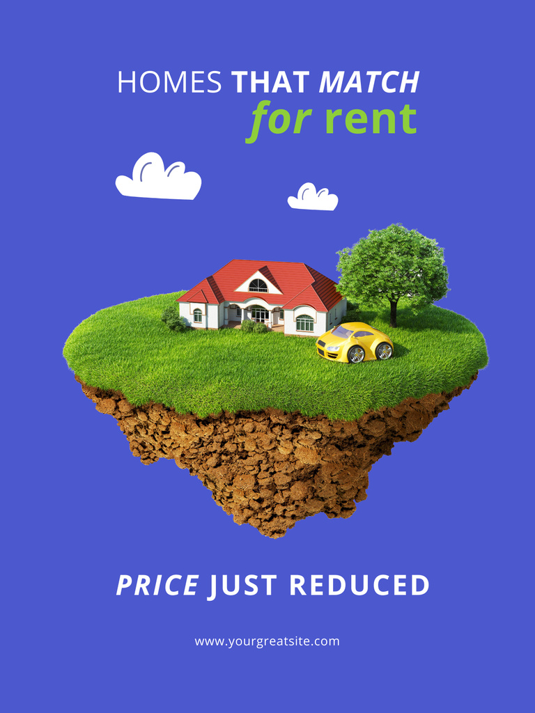 Designvorlage Homes for Rent Ad on Blue für Poster US