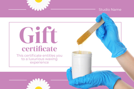 Designvorlage Geschenkgutschein für Waxing mit Gänseblümchen für Gift Certificate